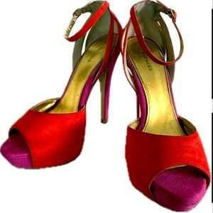 Express Prima Donna Orange and Fuchia Heels